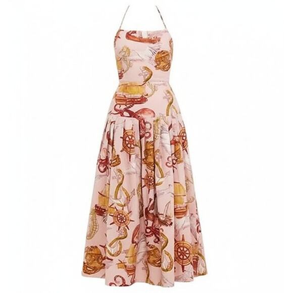 FARM RIO Nautical Wonder Pink Strappy Maxi Dress Size M NWT - Picture 6 of 6